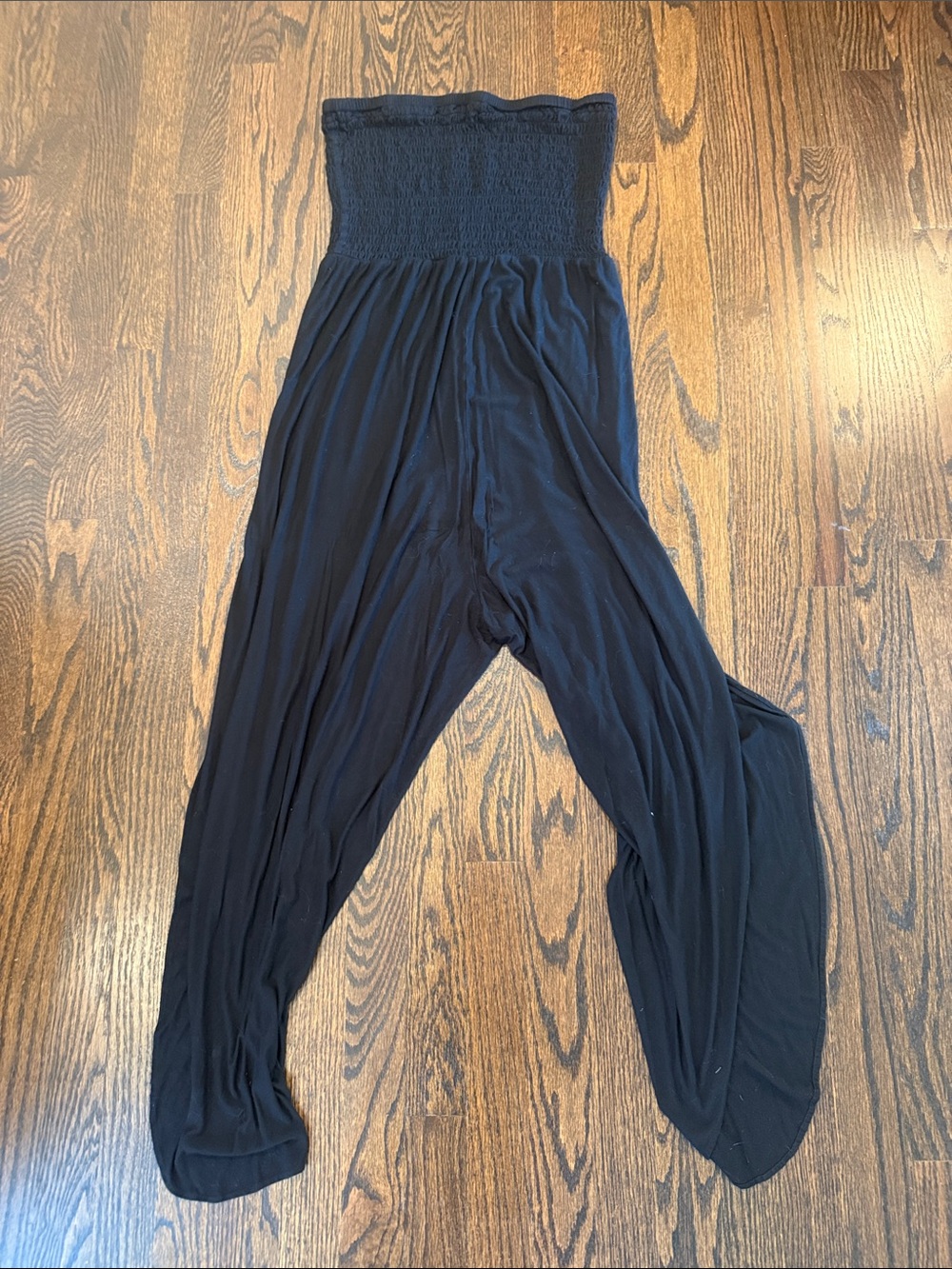T.J.Maxx Black Strapless Smocked Harem-Style Jumpsuit